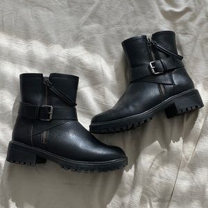 Ankle height biker boots